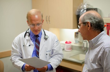 Heart failure patient Bob Goodman at an appointment with cardiologist Kenneth Margulies, MD